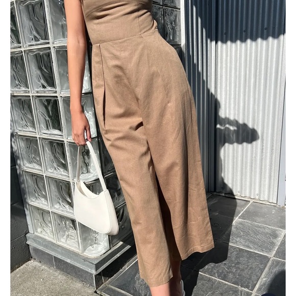 Oak + Fort linen blend jumpsuit NWT size S in Tan - Picture 4 of 7